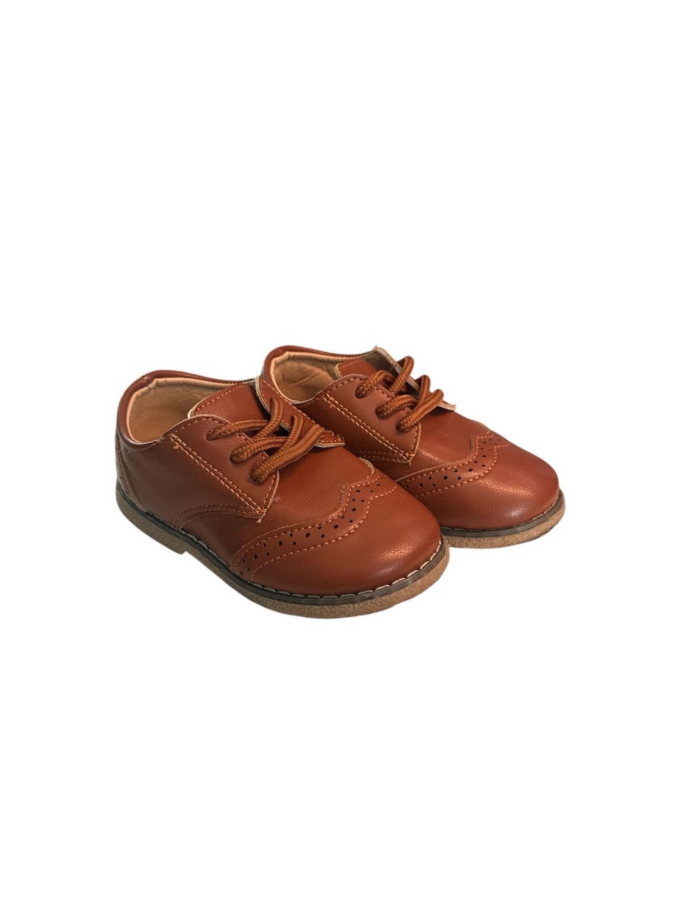Brown/Tan Kids Lace-Up Dress Shoes